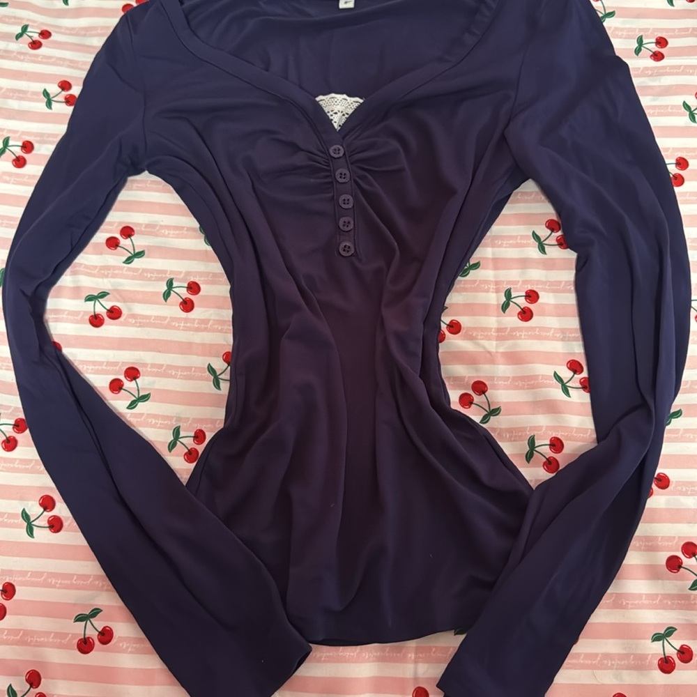 vintage navy blue Long Sleeve Top